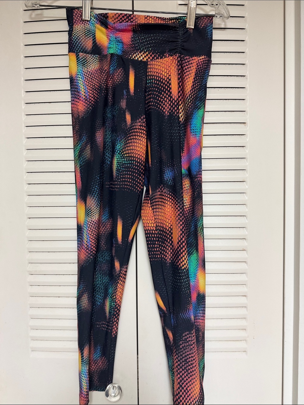 Source Unknown Black Multicolor Abstract Print Leggings
